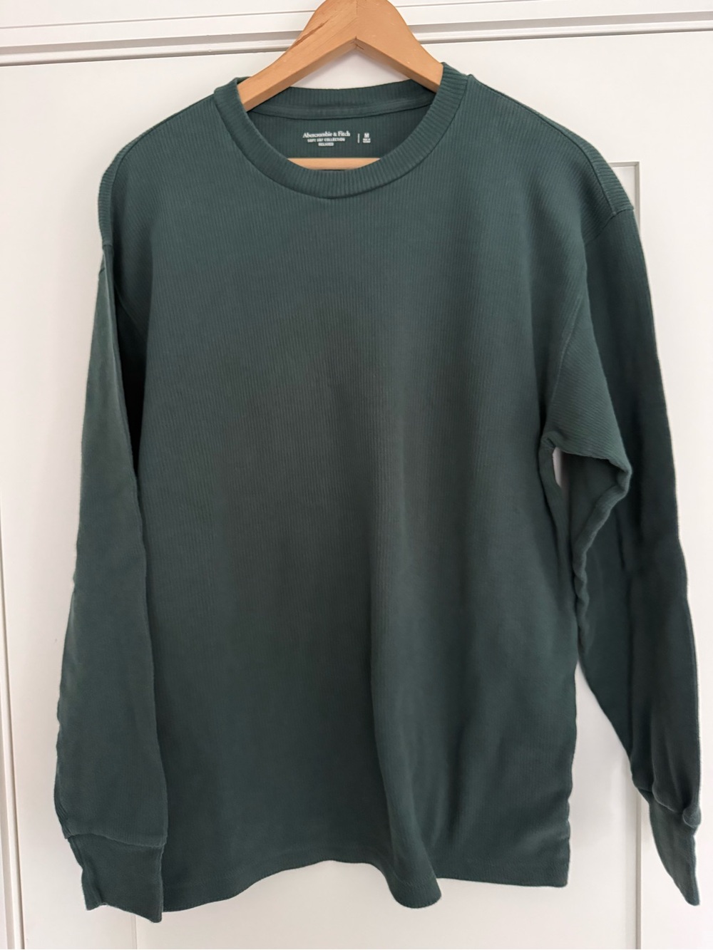 Abercrombie & Fitch Men's Forest Green Crewneck Ribbed Long Sleeve Top Men’s Med